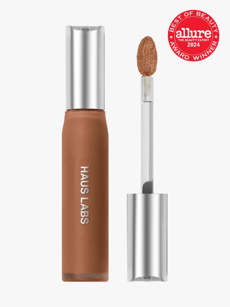 concealer in branded clear tube with silver doe foot applicator cap on light gray background&nbsp;with red and white 2024 allure best of beauty seal