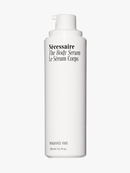 N&eacute;cessaire The Body Serum in branded component on a light gray background